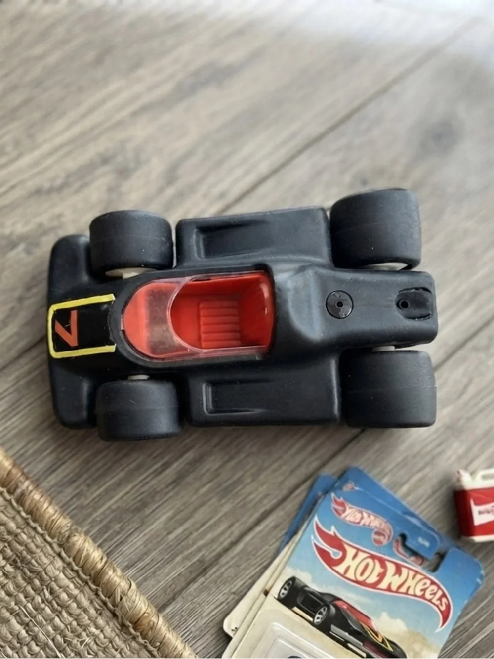 Vintage Little Tikes Black Race Car #7 Racing Toy Retro Collectible Missing Fin